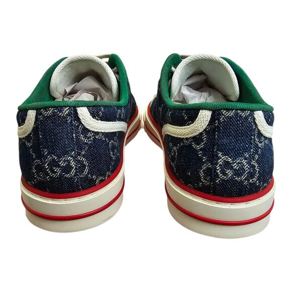 Gucci Tennis 1977 Blue Denim GG Supreme Web Stripe Low Top Sneaker Size 41 US 11 - Picture 6 of 9